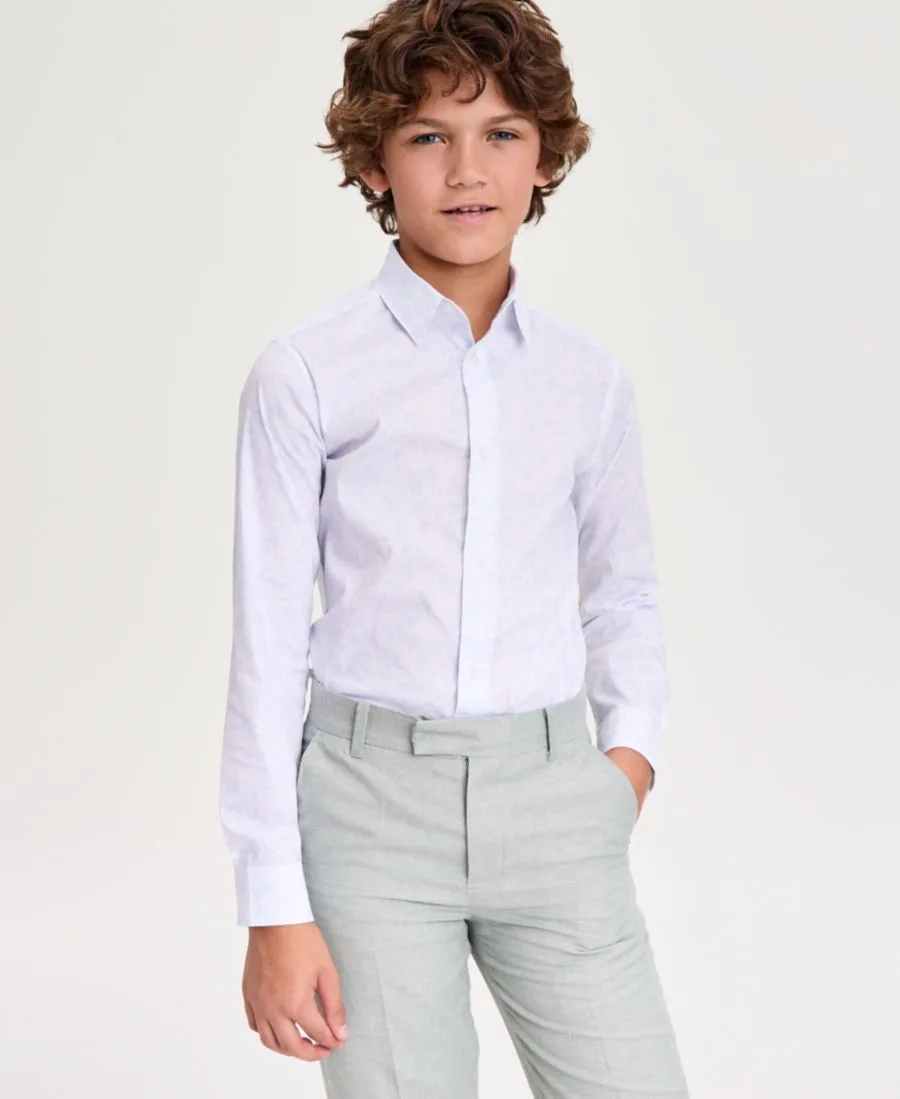 Рубашка для мальчиков 8-20 лет с цветочным принтом в горошек Calvin Klein, светло-голубой