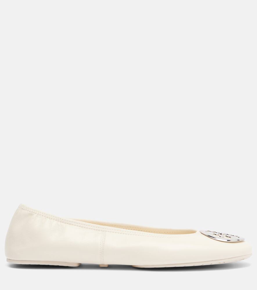 Туфли-балетки Reva Travel из кожи Tory Burch, Light Cream/Silver — фото 4