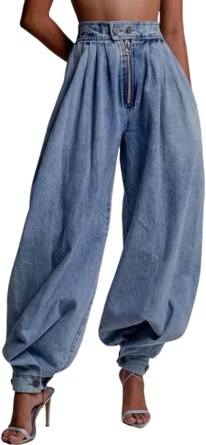 

Женские джинсы-бойфренды с высокой посадкой и молнией BXCNCKD