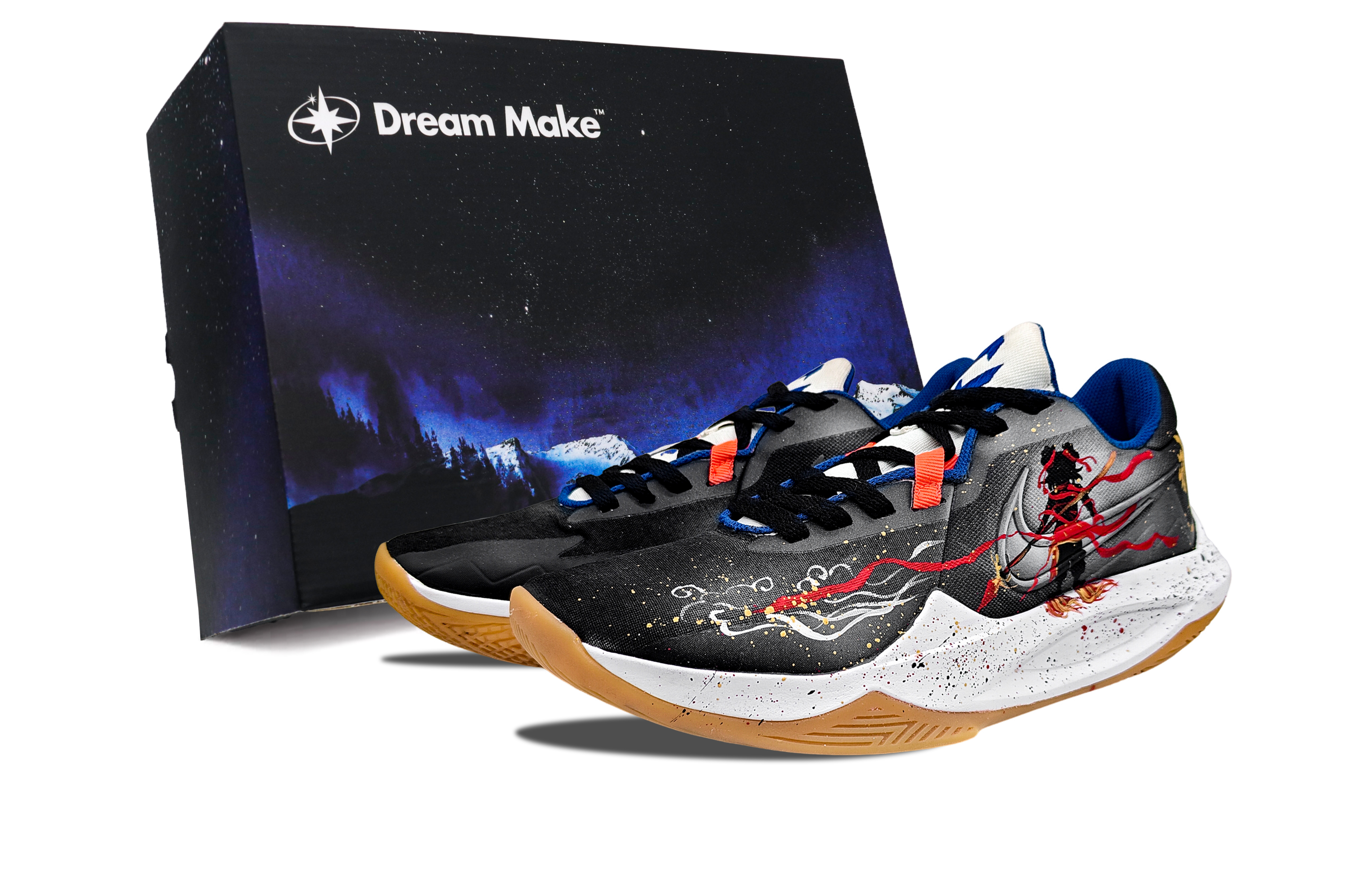 

Nike Баскетбольные кроссовки Precision 6 Wind And Fire Ne Zha BBOX с низким верхом, устойчивые к истиранию, черные, мужские