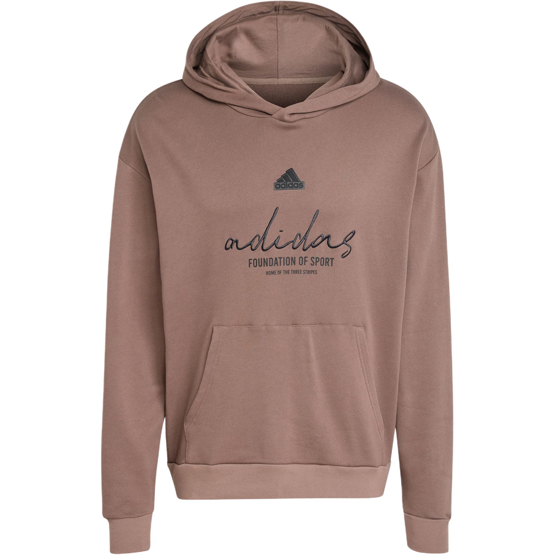 Футболка с капюшоном из французского футера BRAND LOVE Unisex Stratum Темный Землисто-Коричневый Adidas — фото 2