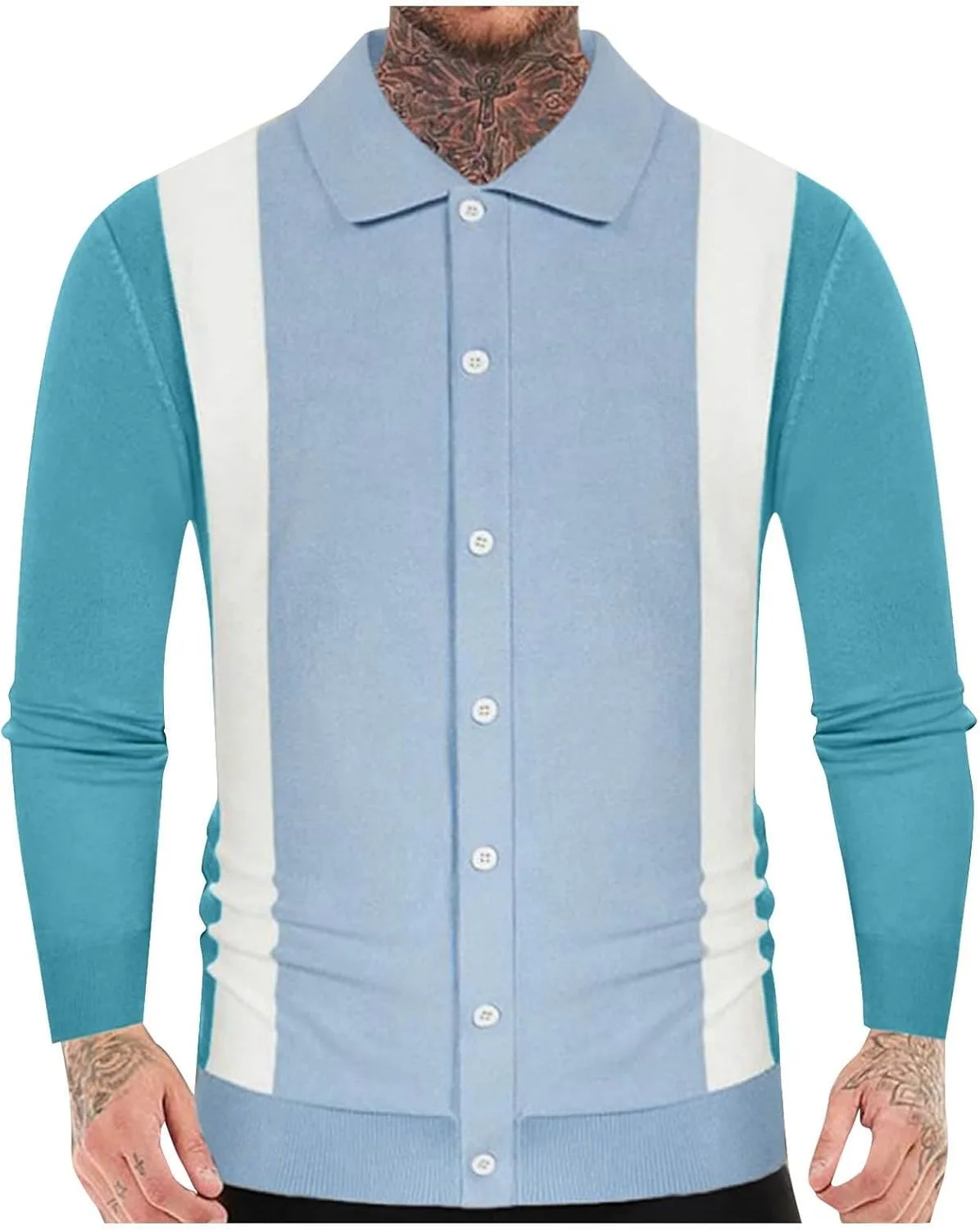 

Мужской кардиган в полоску с контрастными вставками Cambkatl