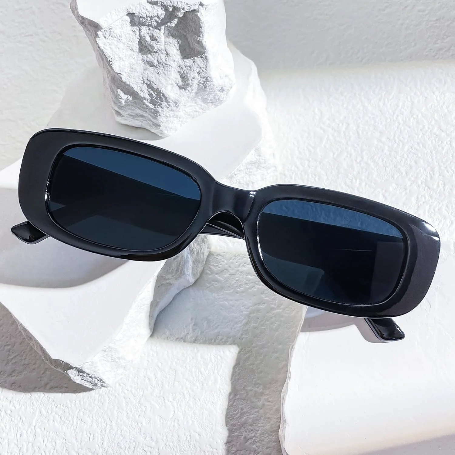 

SUNOVELTIES Набор из 80 прямоугольных солнцезащитных очков для женщин, ретро-цветные квадратные очки, винтажные очки 90-х годов, универсальные для взрослых, 80 Black