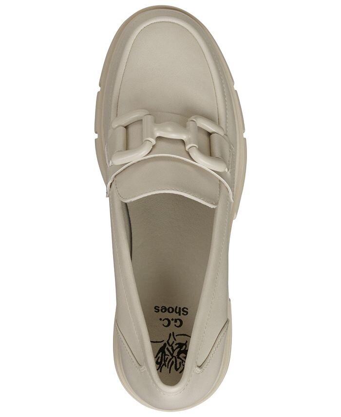 Женские лоферы Caesar на платформе без шнуровки на каблуке GC Shoes, белый — фото 4
