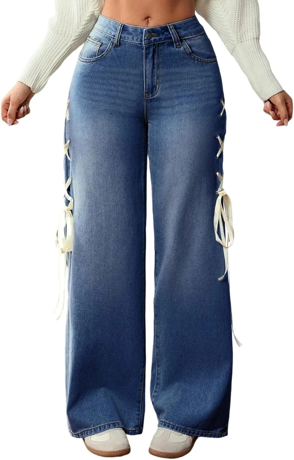 

Женские джинсы прямого кроя с высокой талией HYYGOCCTV