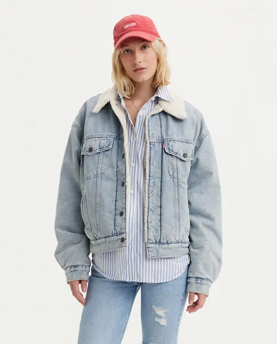 Женская ковбойская куртка с внутренней отделкой из овчины Levi's, светло-голубой
