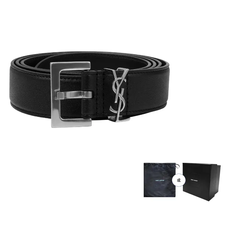 

SAINT LAURENT Кожаный ремень унисекс, Black