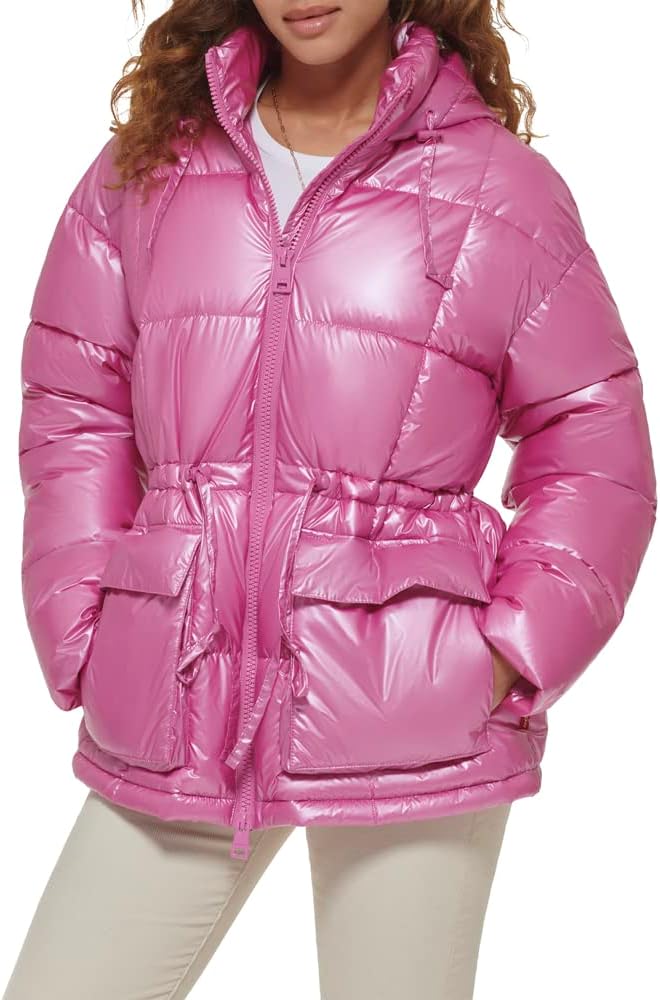 

Levi's Женская утепленная куртка Megan с капюшоном и регулируемой талией, Polished Pink