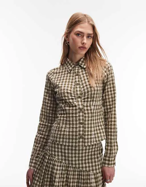 

Приталенная рубашка с длинными рукавами COLLUSION в нейтральную клетку