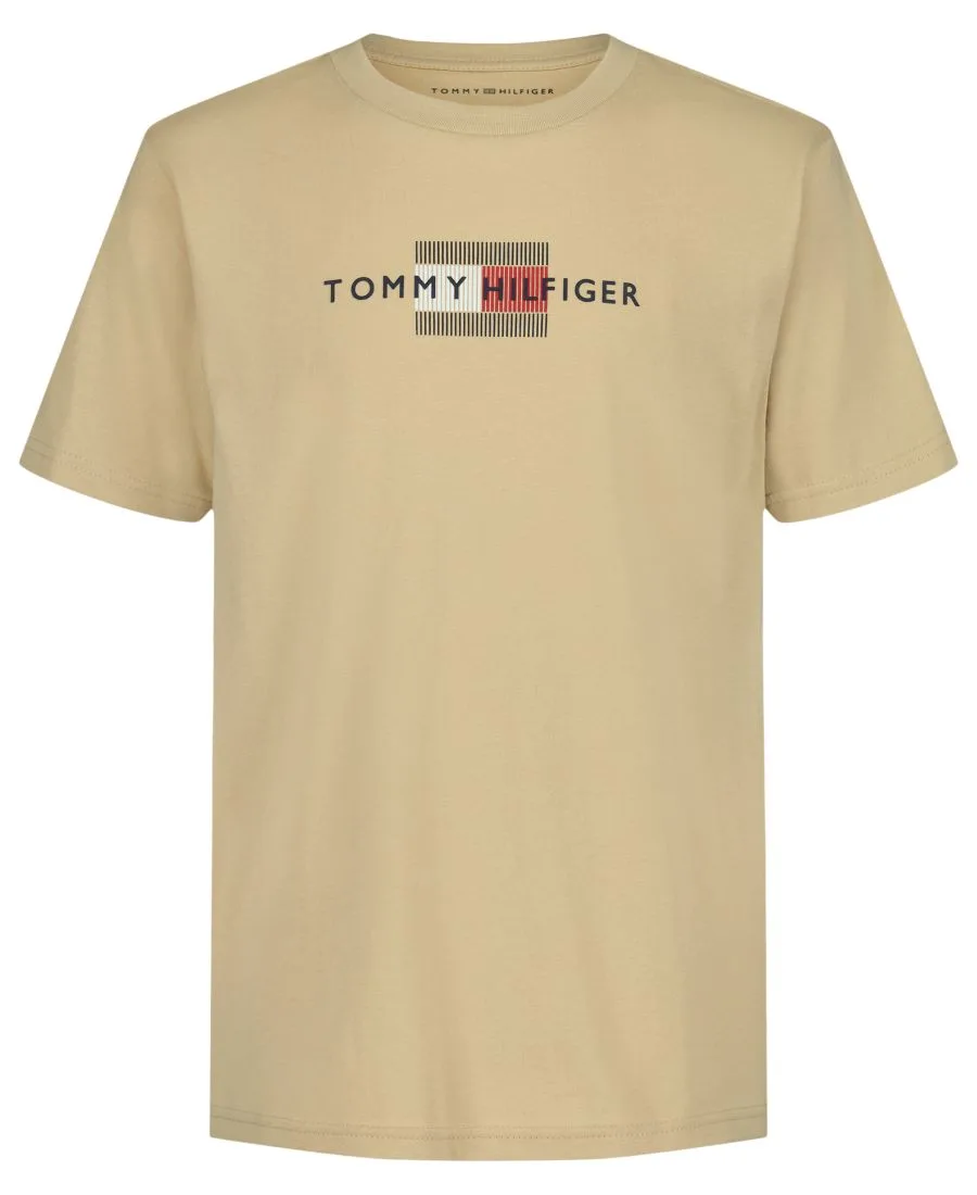 Детская футболка с коротким рукавом и линейным флагом (8-20 лет) Tommy Hilfiger, Warm Sand