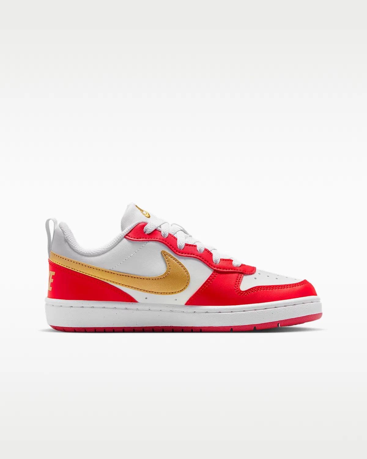 Кроссовки Nike Court Borough Low Recraft для детей, White/University Red/White/Metallic Gold — фото 3