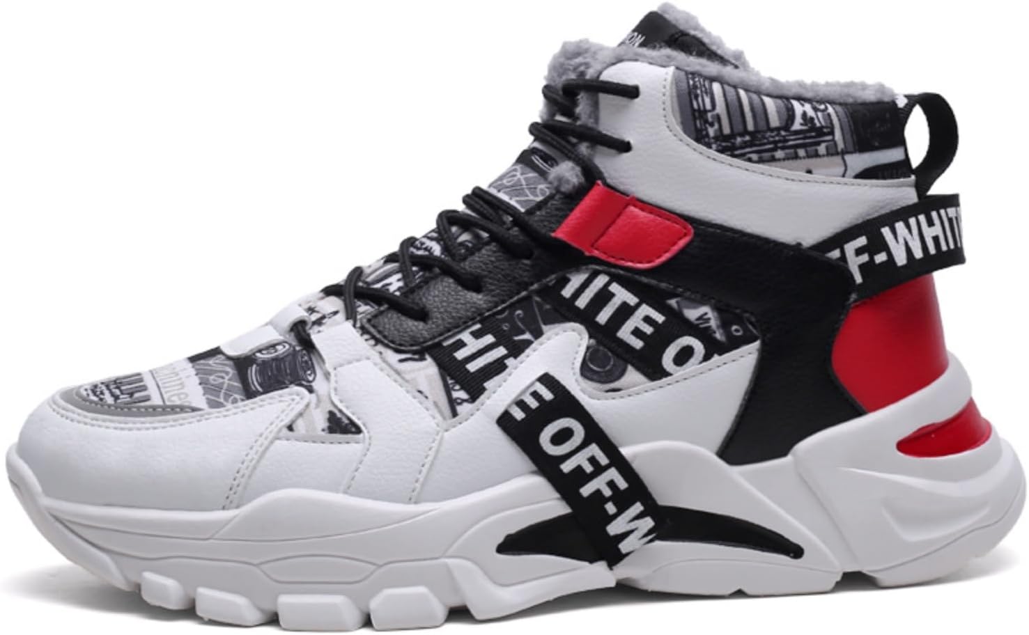 

Мужские высокие кроссовки с флисовой подкладкой: на шнуровке, с ярким логотипом, с толстой амортизирующей подошвой- ультратеплая подкладка, подходят для повседневной носки и повседневного стиля в холодную погоду Khwfjas, красный