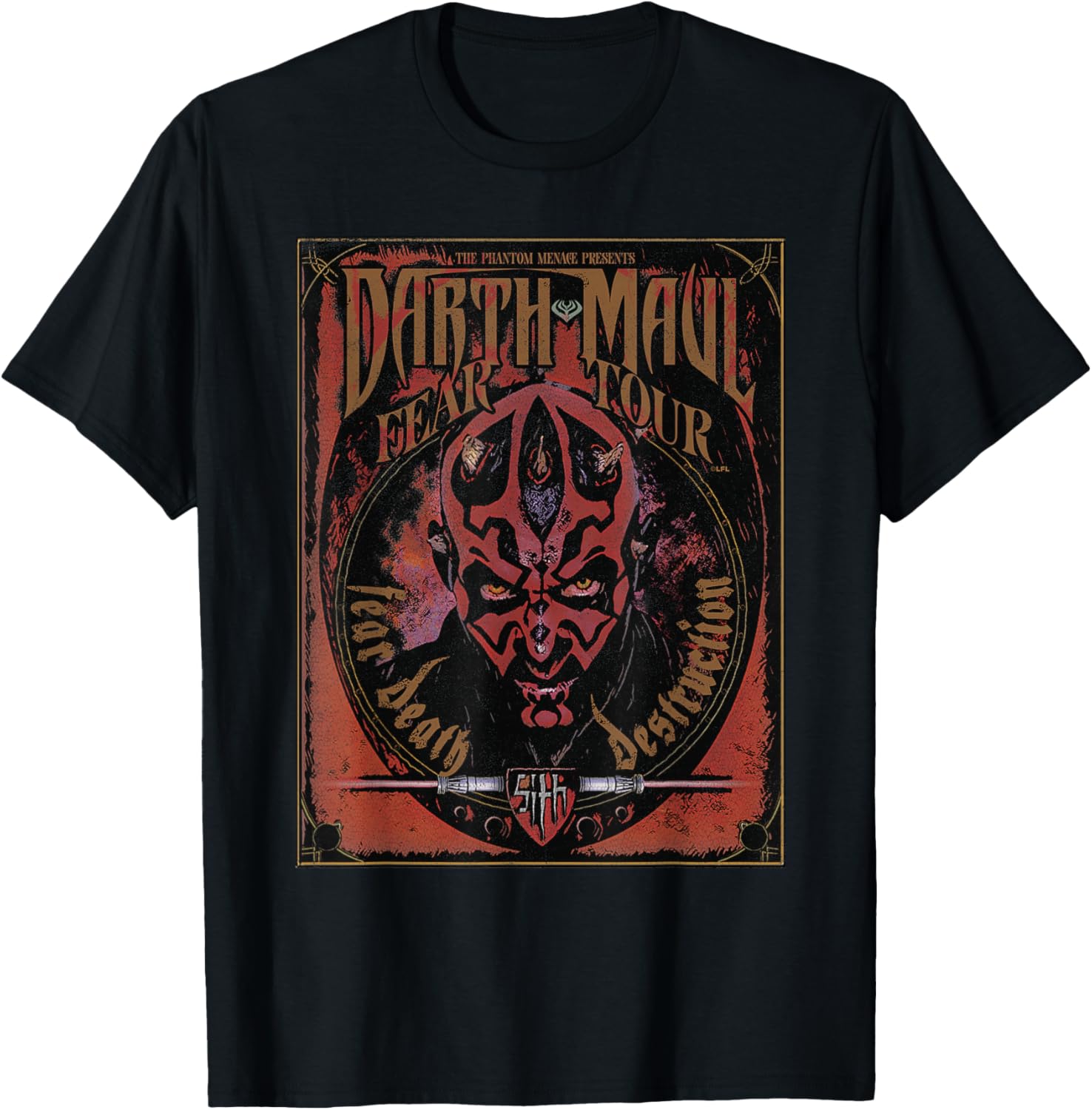 

Футболка с изображением Дарта Мола из Звездных войн и надписью Fear Tour Band Star Wars, черный