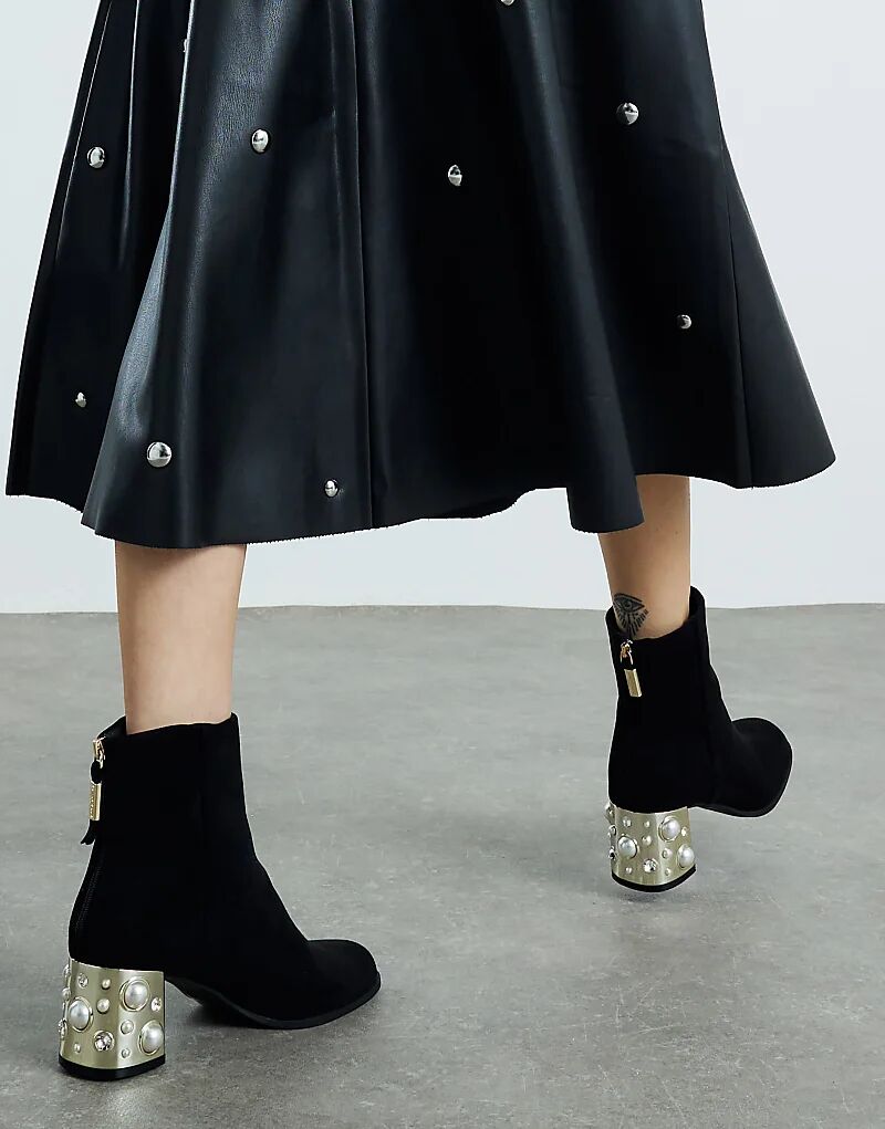 Ботильоны River Island с декоративным каблуком черного цвета — фото 2