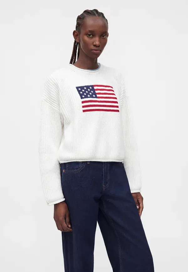 Джемпер Gap Americana graphic crew, новый цвет офф-вайт — фото 4