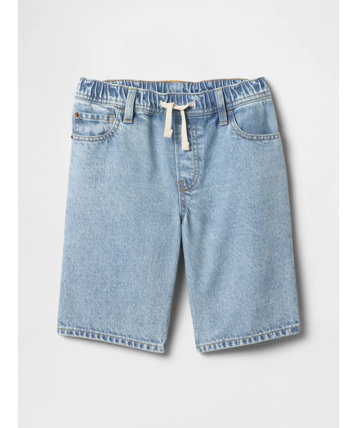 Шорты джинсовые свободные Gap Kids на завязках, светлый индиго — фото 2