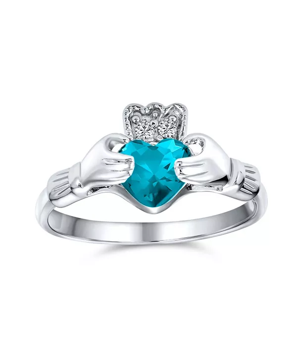 

Кольцо с изображением сестры женского студенческого общества, лучшей подруги, кельтского ирландского союза, с фианитами, короной и сердцем, кладдахское, стерлинговое серебро 925 пробы Bling Jewelry, blue