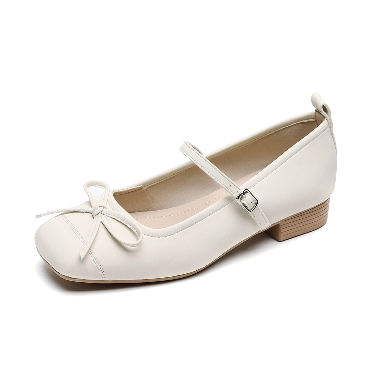 QITUMAUL Блок каблук Мэри Джейн туфли женские розовые, цвет Pink[Heel Height 2cm] — фото 3