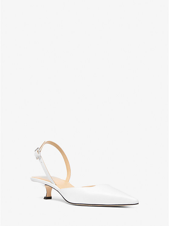 

Туфли-лодочки Luna Leather Slingback Kitten Michael Kors, белый