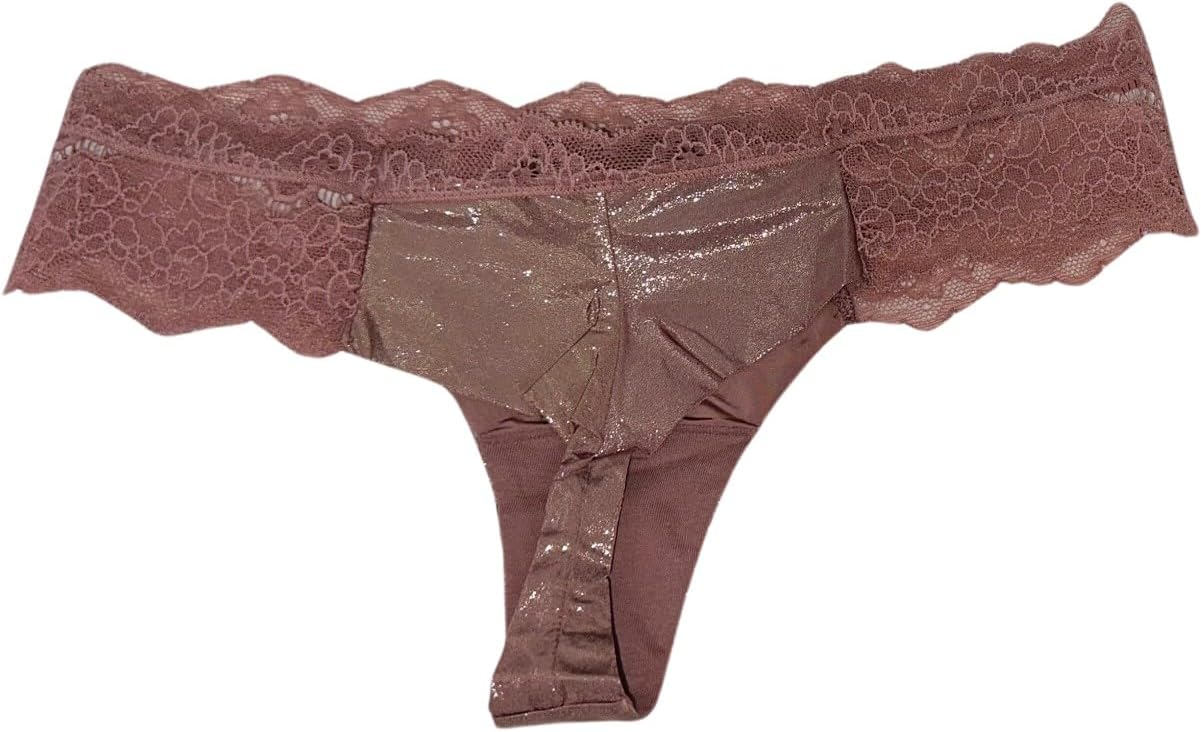 Victoria's Secret Трусики-стринги с кружевной отделкой, гладкие, с шиммером, цвет Rose Shimmer, новые, Vintage Rose Shimmer — фото 2