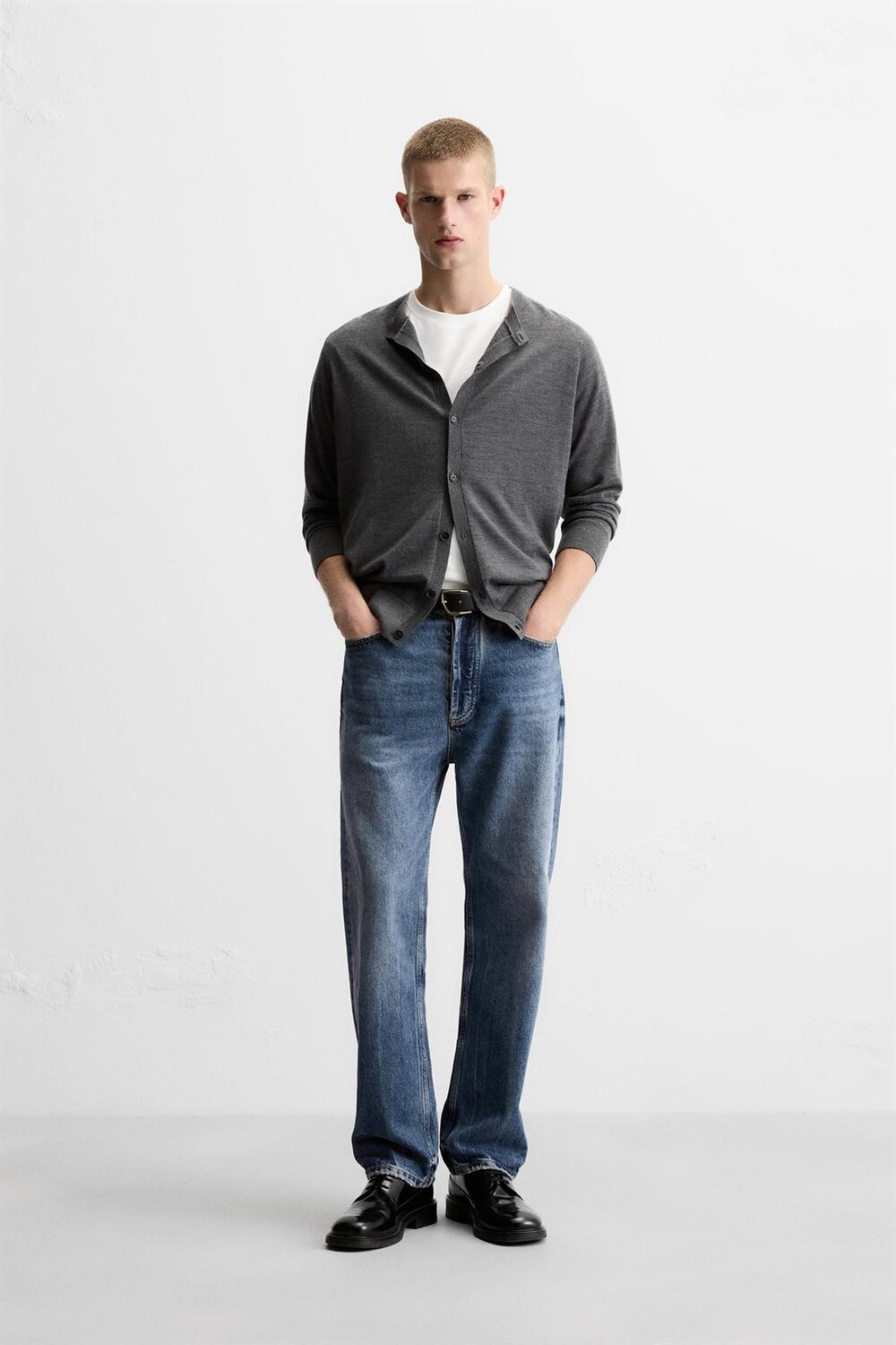 

Кардиган из 100% шерсти ZARA, серый мергель