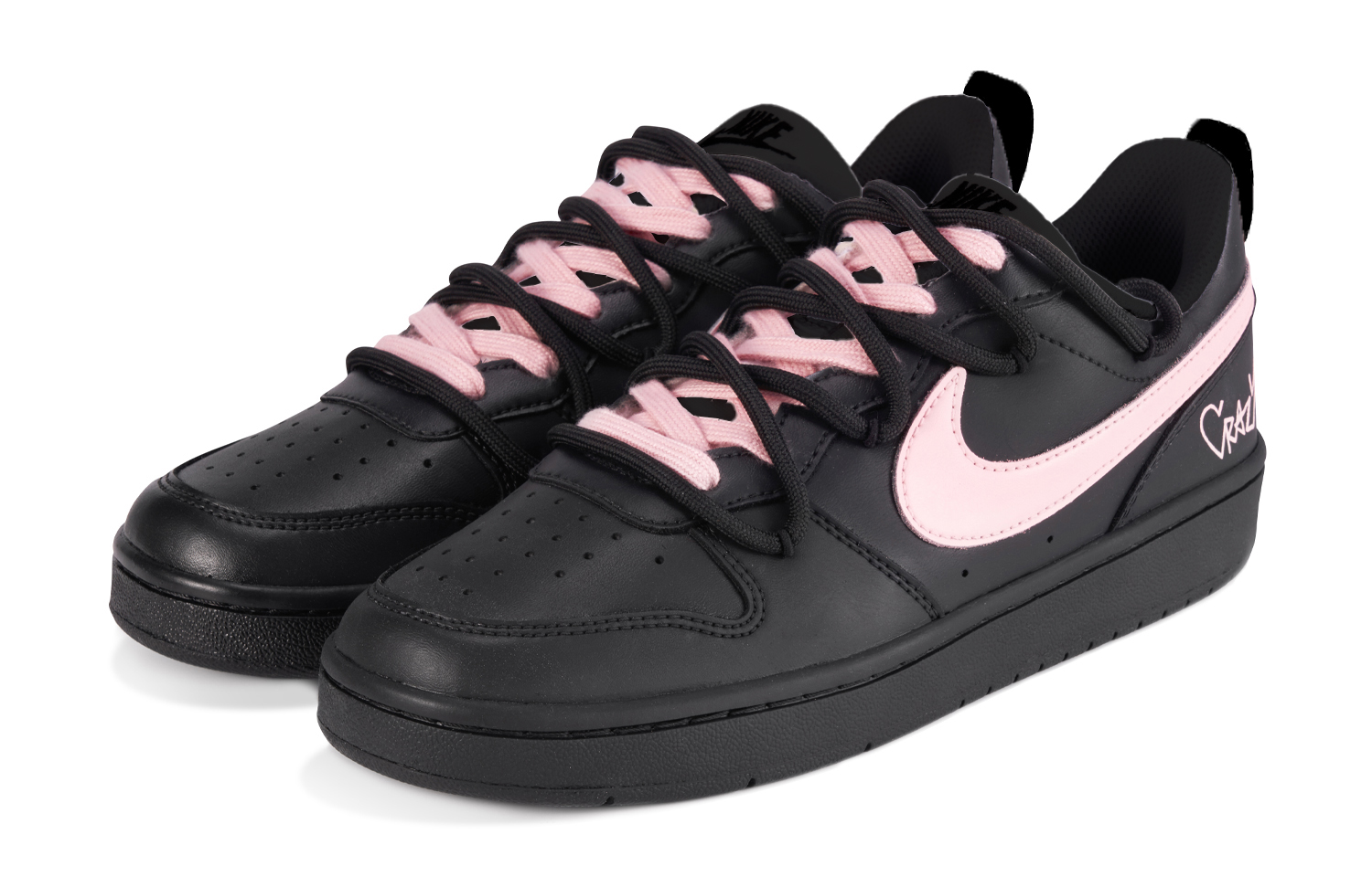 Nike Court Borough Rebel Girlish Противоскользящие Кроссовки для Скейтбординга Низкие GS Черный Розовый — фото 3
