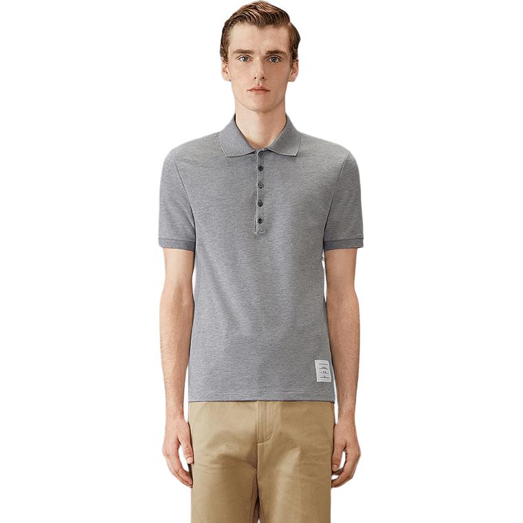 

Хлопковая поло с 4 полосками THOM BROWNE, светло-серый