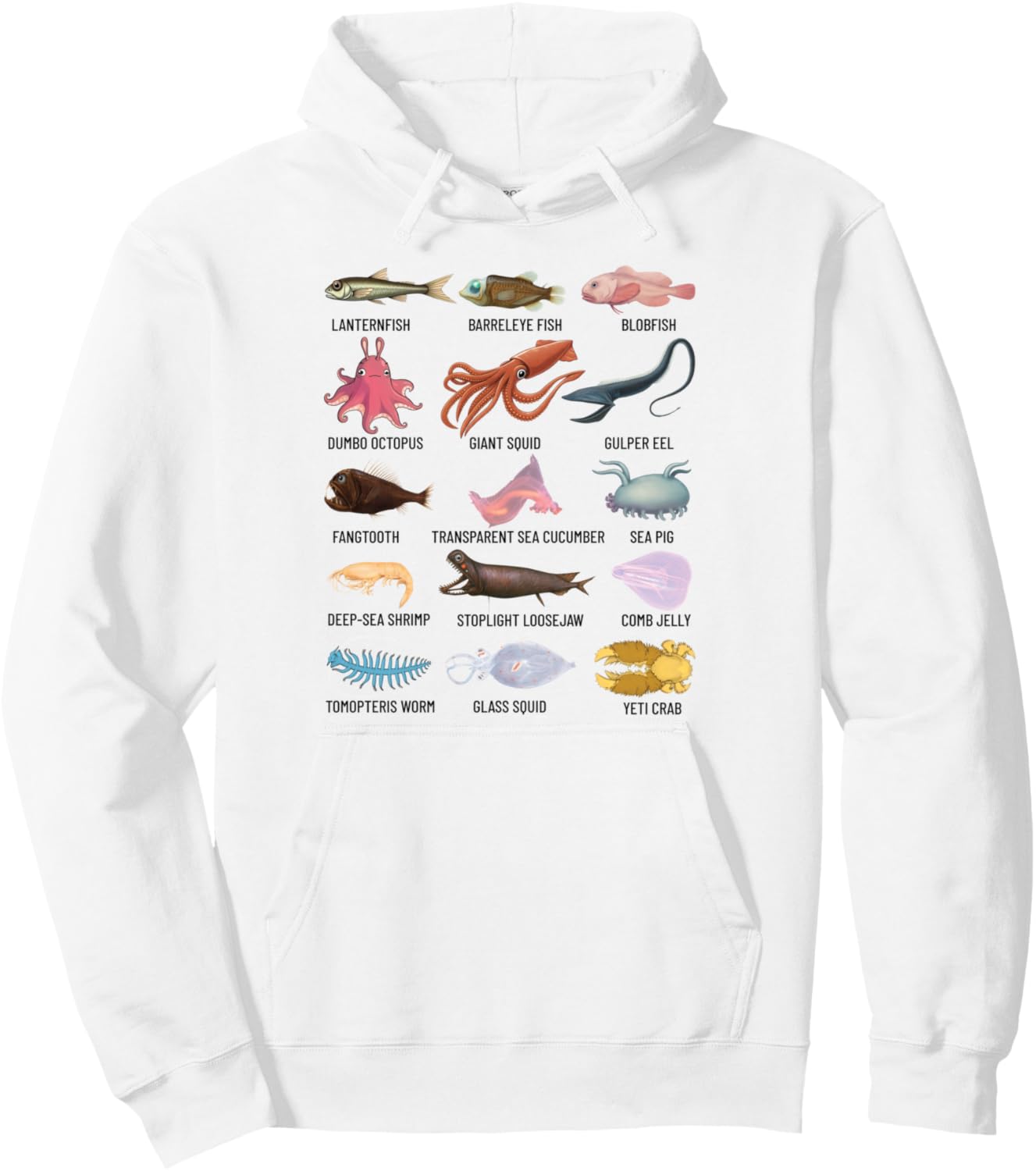 

Глубоководные существа Глубоководные животные Морская биология Толстовка Educational Science Ideas, белый