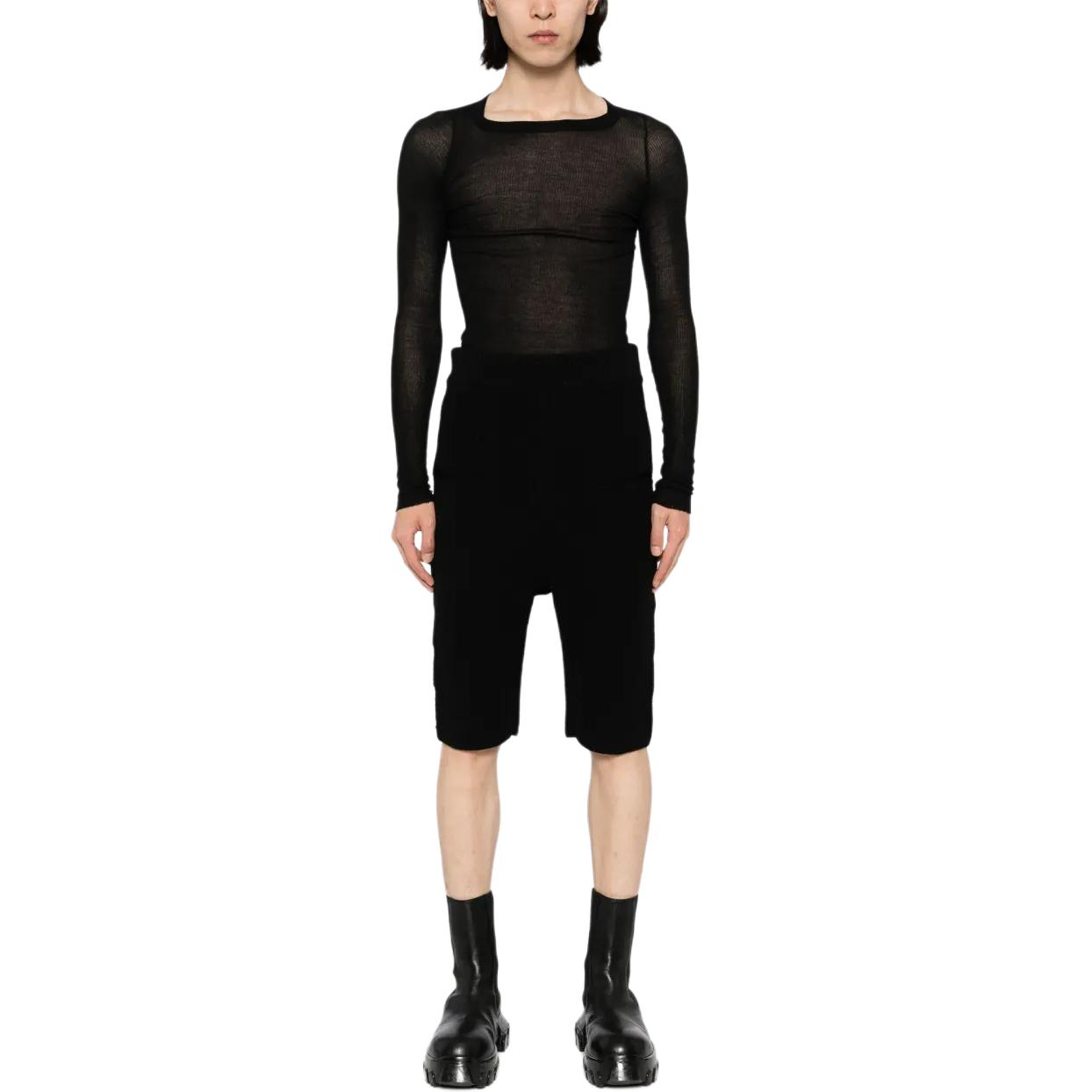 Шерстяной вязаный шорт RICK OWENS, черный — фото 3