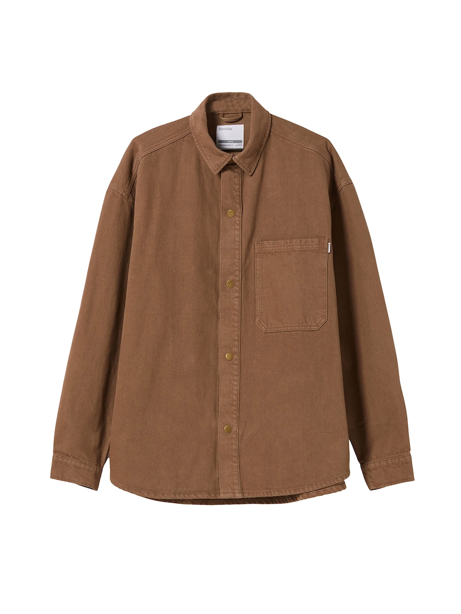 

Рубашка на пуговицах классического кроя Bershka, коричневый
