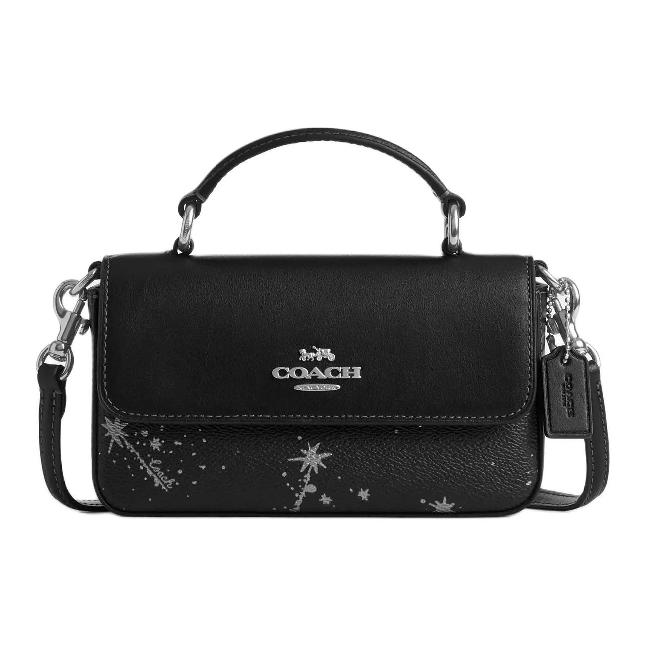 

COACH Сумка Josie Coated Canvas с кожаной лямкой, кроссбоди, маленькая женская, черная