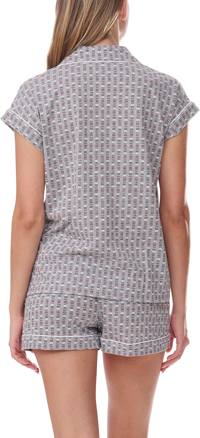 

Женский пижамный комплект Tommy Hilfiger Girlfriend с короткими рукавами и шортами, Allover Logo/Heather Grey