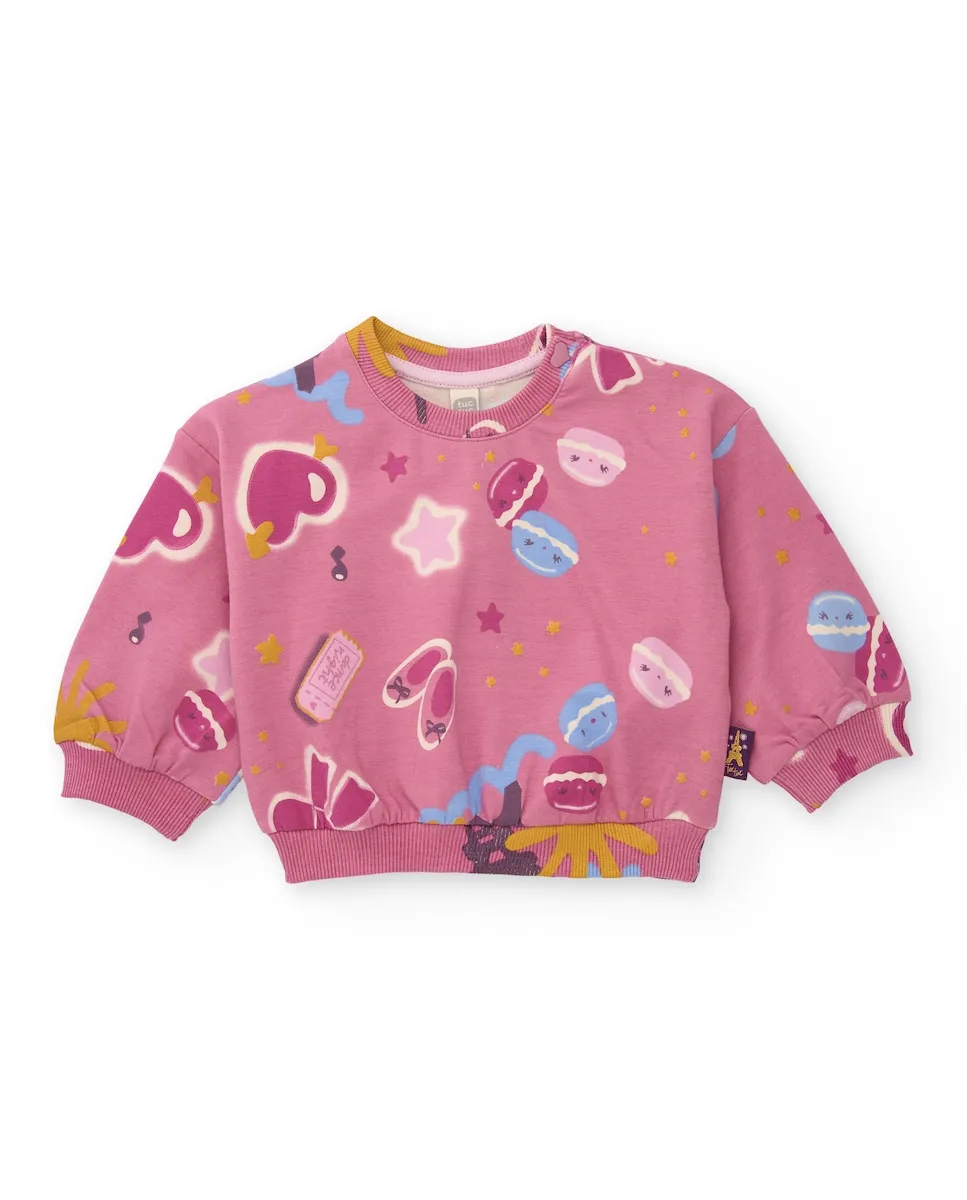 

Комплект для девочки свитшот с принтом и розовые штаны Tuc tuc