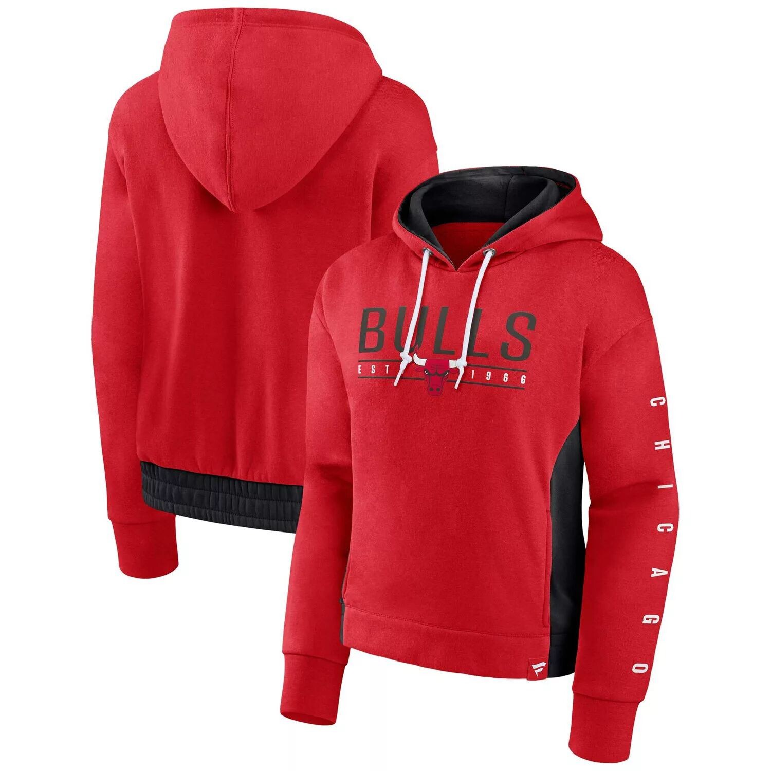 

Женский пуловер с капюшоном Fanatics Red Chicago Bulls Iconic Halftime с цветными блоками Fanatics