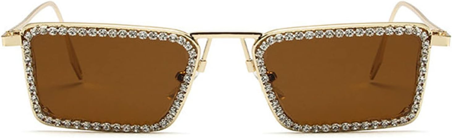 

Солнцезащитные очки Willochra прямоугольной формы со стразами, модные женские, маленькая квадратная оправа, бриллиантовые блестки, для вечеринок, хрустальные солнцезащитные очки, Brown