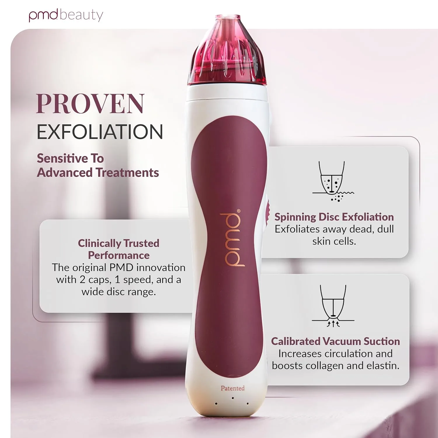 PMD Beauty Personal Microderm Classic - Набор для домашнего использования, инструмент для отшелушивания кожи лица, микродермабразия для ухода за кожей лица и тела., Berry — фото 2