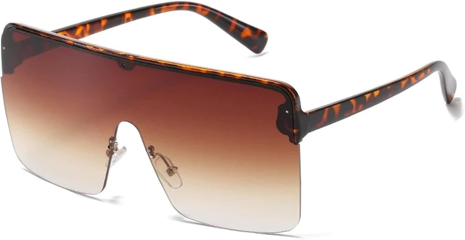 

Винтажные солнцезащитные очки для женщин и мужчин, модные очки в крупной оправе, женские очки для вождения с защитой от УФ-излучения UV400 TKKTLLT, Leopard Gradient Tea