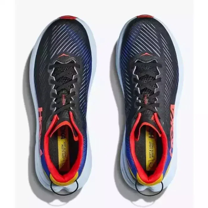 Кроссовки Hoka One One Rincon 3 1119395-BDGB, черные с ослепительно-синим рисунком — фото 3