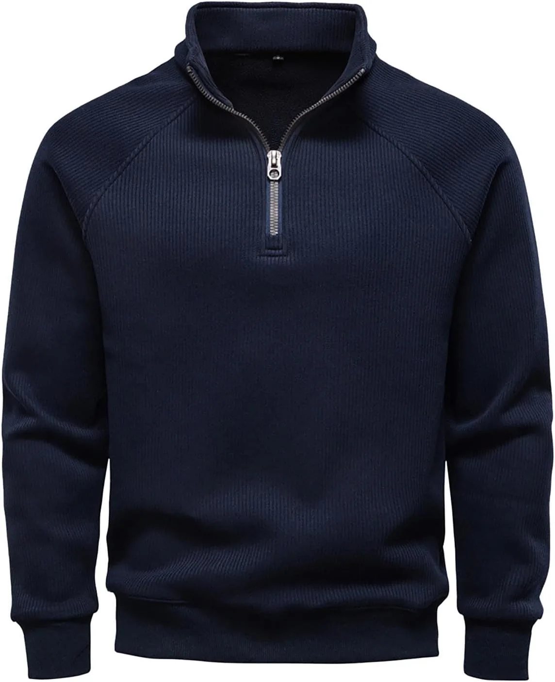 

Мужской полузастегивающийся свитер с воротником стойкой — уютный свободный вязаный пуловер с рукавом реглан Cambkatl