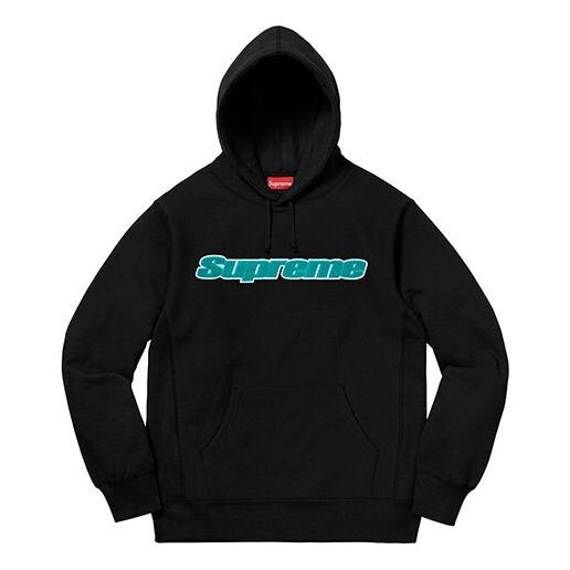 

Толстовка ss19 chenille hooded sweatshirt black Supreme, черный
