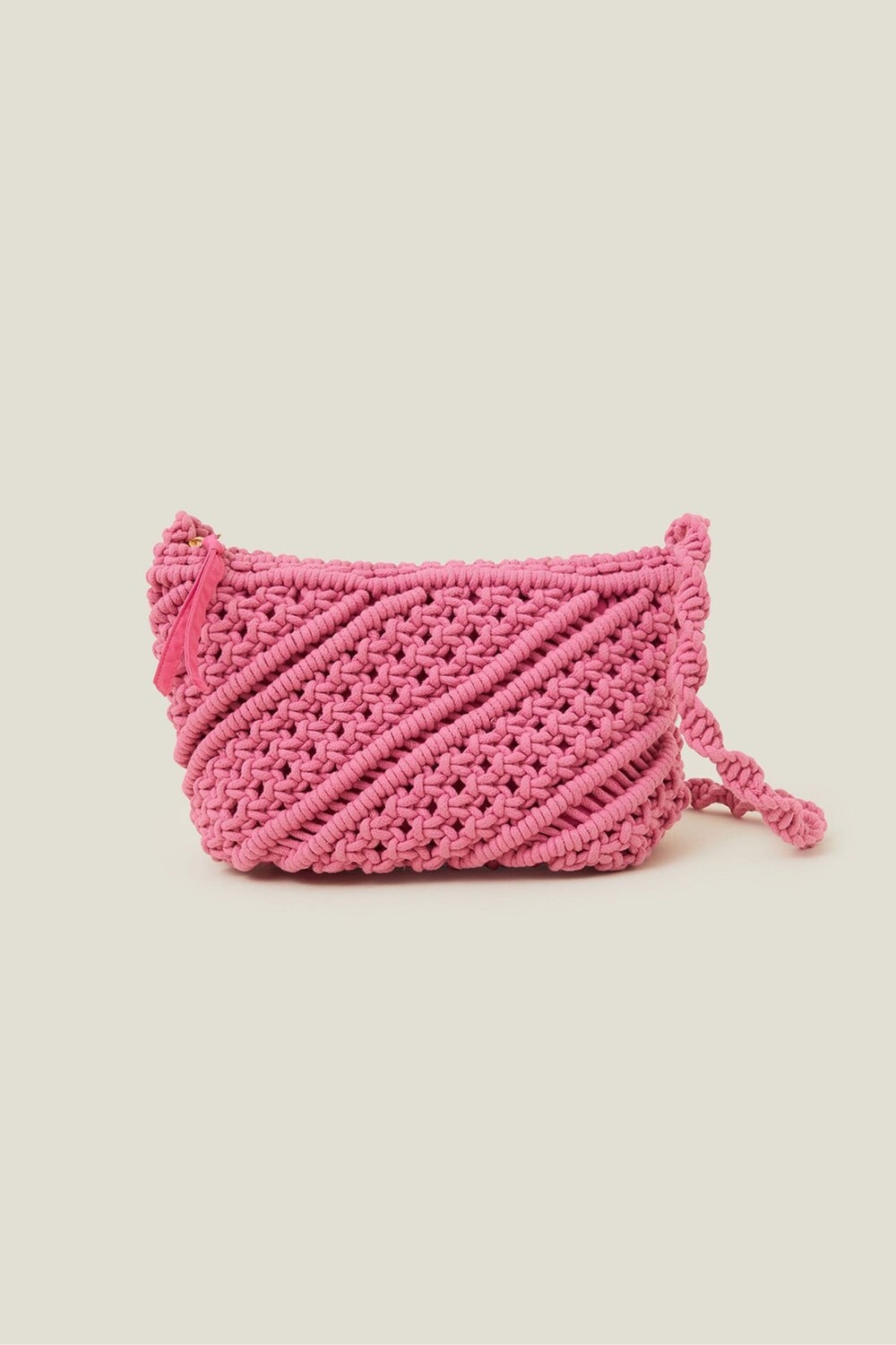 

Сумка через плечо в технике макраме Accessorize, розовый