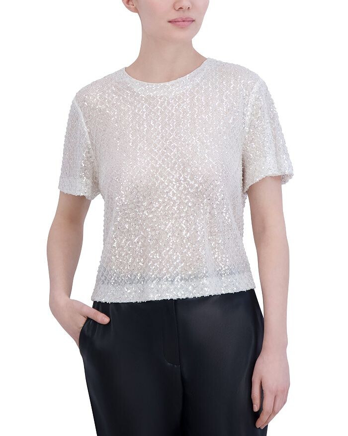 

BCBGMAXAZRIA Прозрачная блузка с украшением, белый