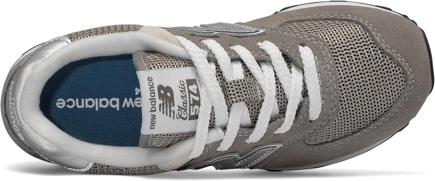 Кроссовки New Balance Kids 574 V1 Familiar Ground на шнуровке, серый — фото 4