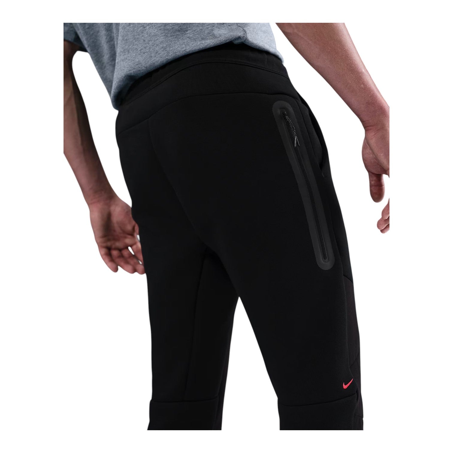 Джоггеры Nike Tech Fleece Joggers 'Black Bright Crimson' — фото 3