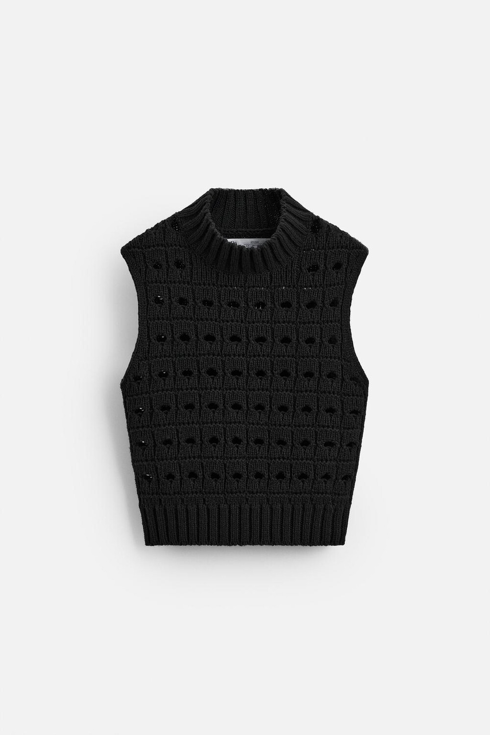 

Трикотажный жилет с текстурой ZARA, черный