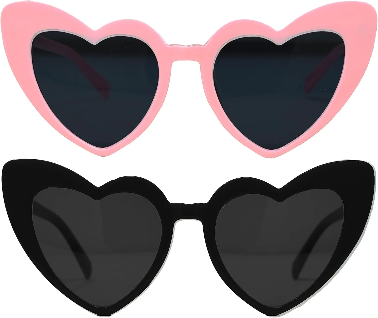 

Стильные солнцезащитные очки Funky Junque для женщин в форме сердца, модные очки для девичника, винтажные ретро-очки, очки для невесты, 2 Pack - 1 Pink & 1 Black
