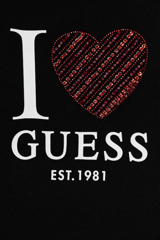 Детская хлопковая футболка Guess, черный — фото 3