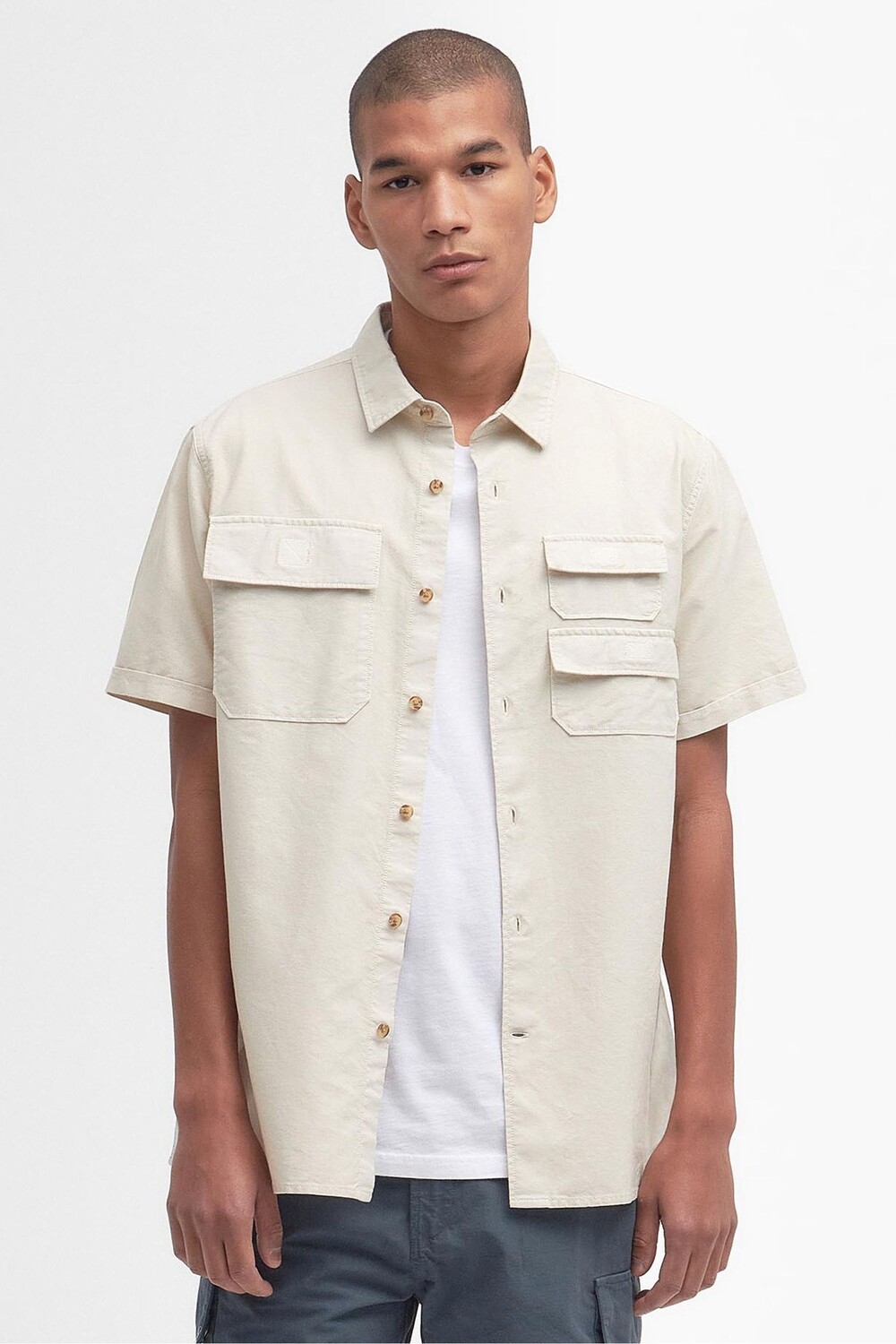 

Рубашка Catterick Utility с коротким рукавом из 100% хлопка Barbour, серый