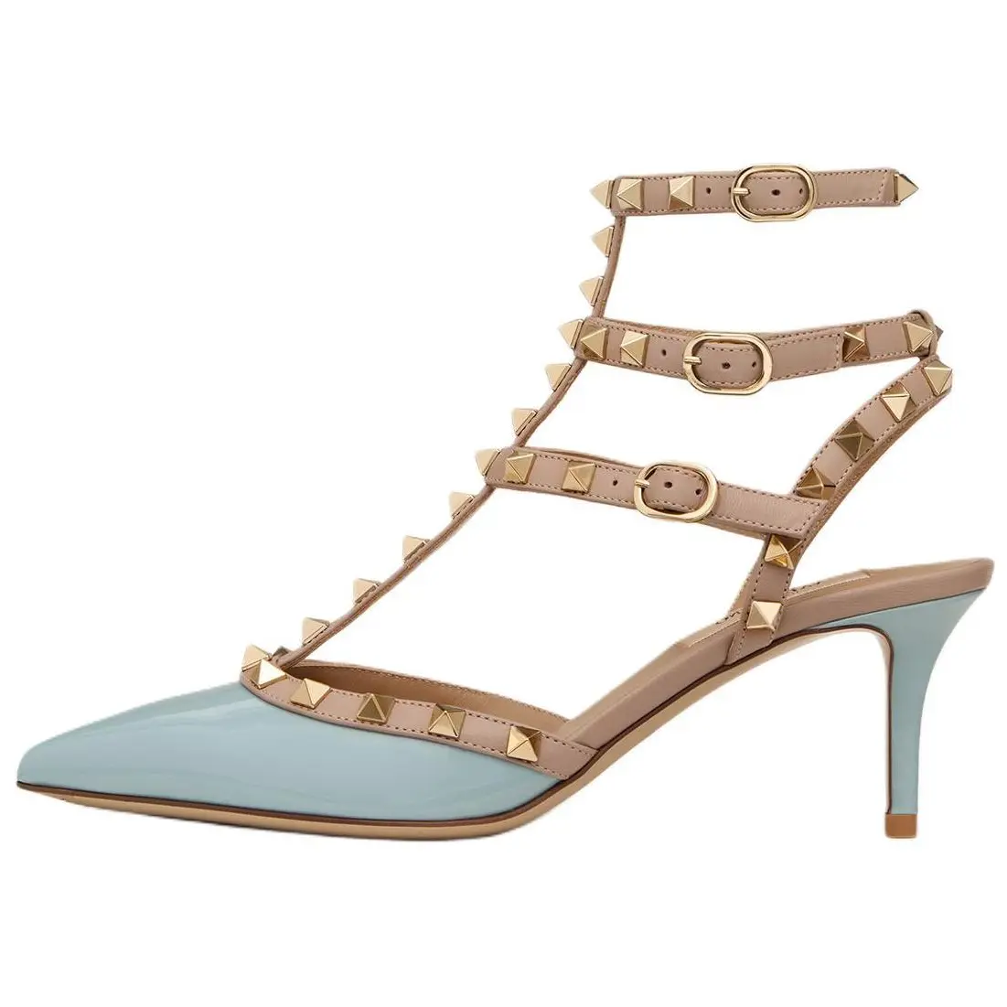 Туфли Garavani Rockstud с острым носком и клеткой Valentino, Glacier Blue