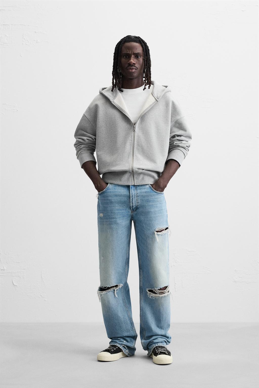 

Толстовка с необработанными краями ZARA, серый марл